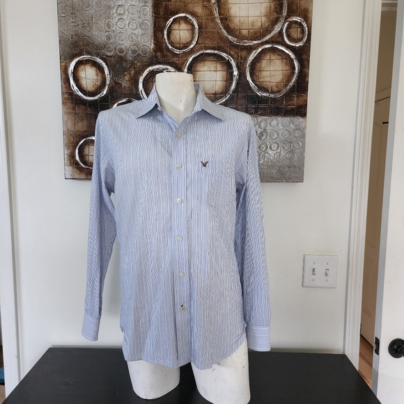 NWOT American Eagle Outfitters Men's Striped Long Sleeve Pocket Button Front M - Picture 3 of 7